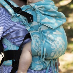 Ергономична раница регулируема HuggyBerry Huggadocia Cloud - размер бебе