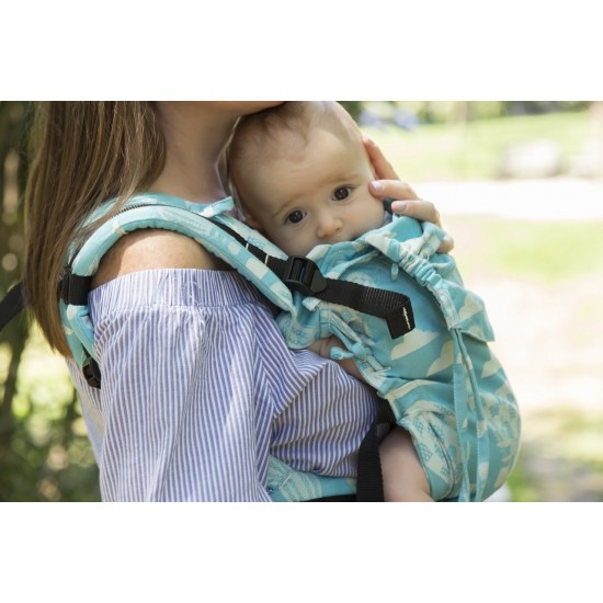 Ергономична раница регулируема HuggyBerry Huggadocia Cloud - размер бебе