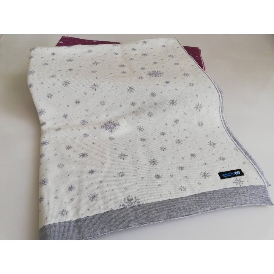 Мериносово одеало Lambinoo в бяло и сиво - двулицево