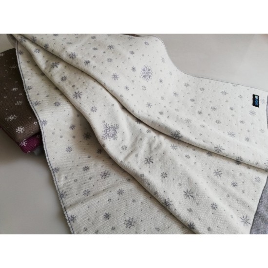 Мериносово одеало Lambinoo в бяло и сиво - двулицево