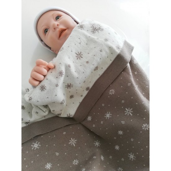 Мериносово одеало Lambinoo двулицево - в кафяво и бяло