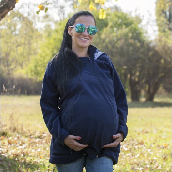 Яке полар 3 в 1 за бременни и бебеносене - синьо (размер: XL)