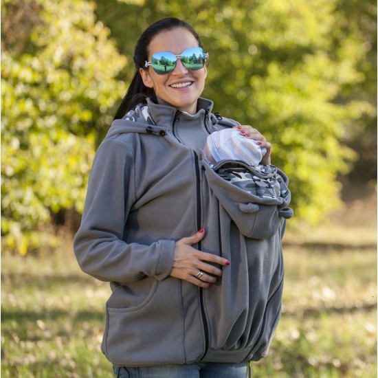 Яке полар 3 в 1 за бременни и бебеносене - сиво (размер XXL)