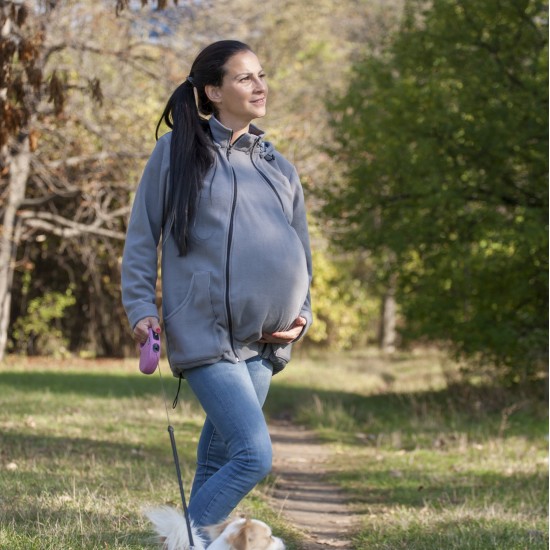 Яке полар 3 в 1 за бременни и бебеносене - сиво (размер XXL)