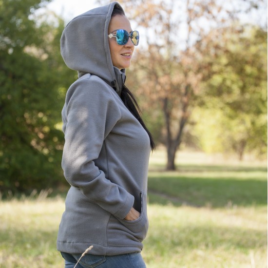 Яке полар 3 в 1 за бременни и бебеносене - сиво (размер XXL)