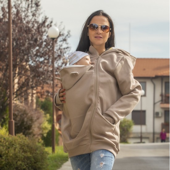 Памучен суитшърт за бебеносене Simply - Cappuccino (само XL-XXL)