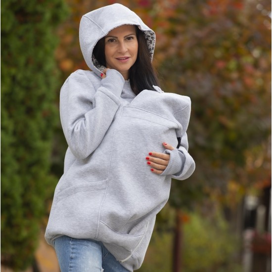 Памучен суитшърт за бебеносене Simply - Grey Panda  