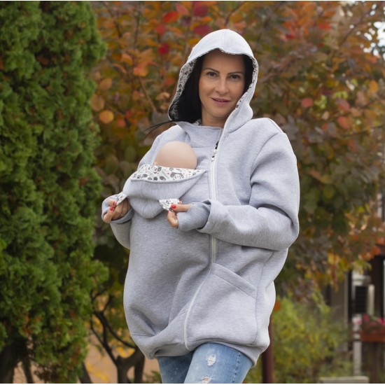 Памучен суитшърт за бебеносене Simply - Grey Panda  