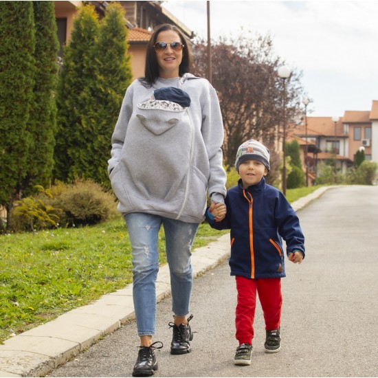 Памучен суитшърт за бебеносене Simply - Grey Panda  