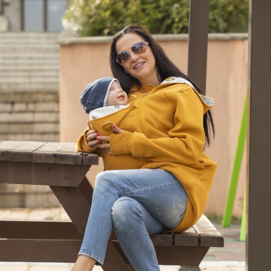 Памучен суитшърт за бебеносене Simply - Mustard