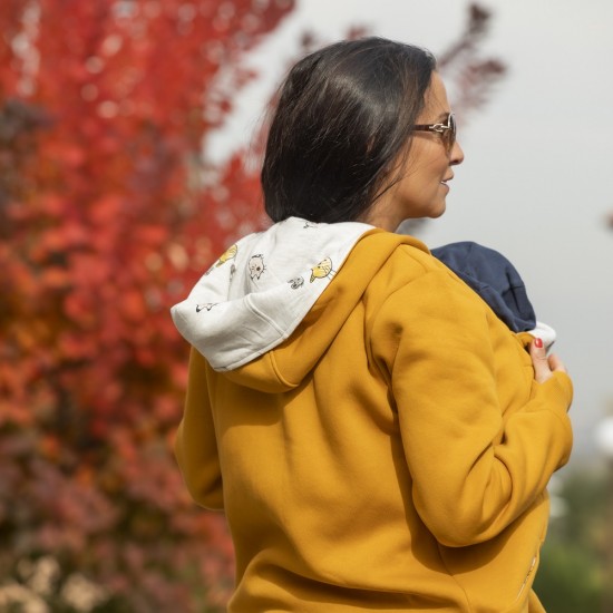 Памучен суитшърт за бебеносене Simply - Mustard