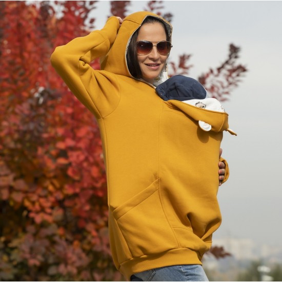 Памучен суитшърт за бебеносене Simply - Mustard