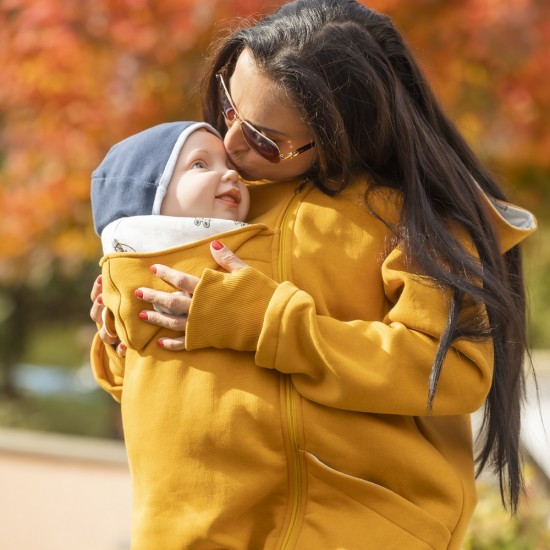 Памучен суитшърт за бебеносене Simply - Mustard