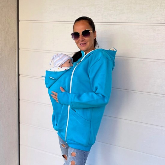 Памучен суитшърт за бебеносене Simply - Blue