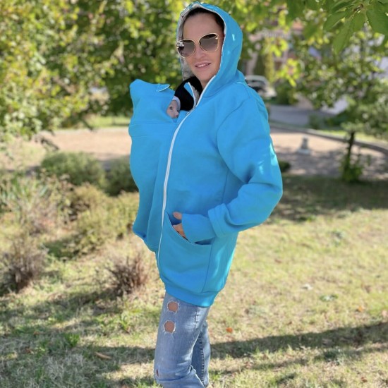 Памучен суитшърт за бебеносене Simply - Blue