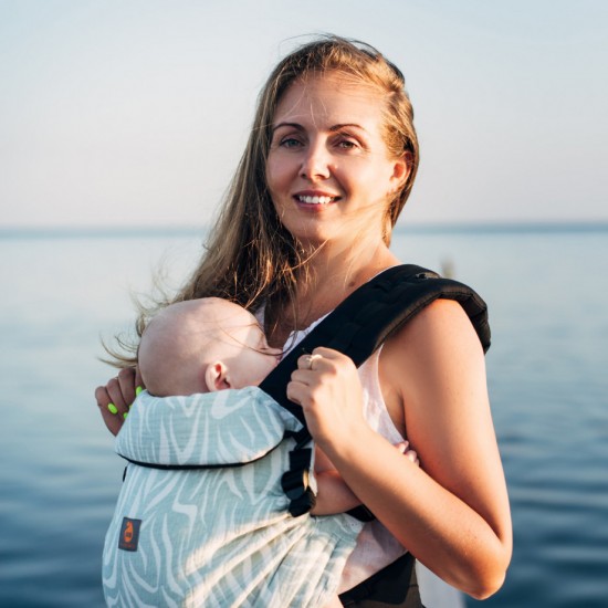 Ергономична раница регулируема Nashsling Combi - Zebra Mint (памук)