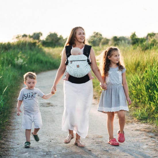 Ергономична раница регулируема Nashsling Combi - Zebra Mint (памук)