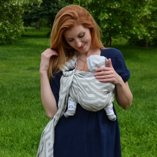 Муселинов слинг с халки (ринг слинг) Nashsling - Rhombs grey (100% памук) Муселинов слинг с халки (ринг слинг) Nashsling - Rhombs grey (100% памук)